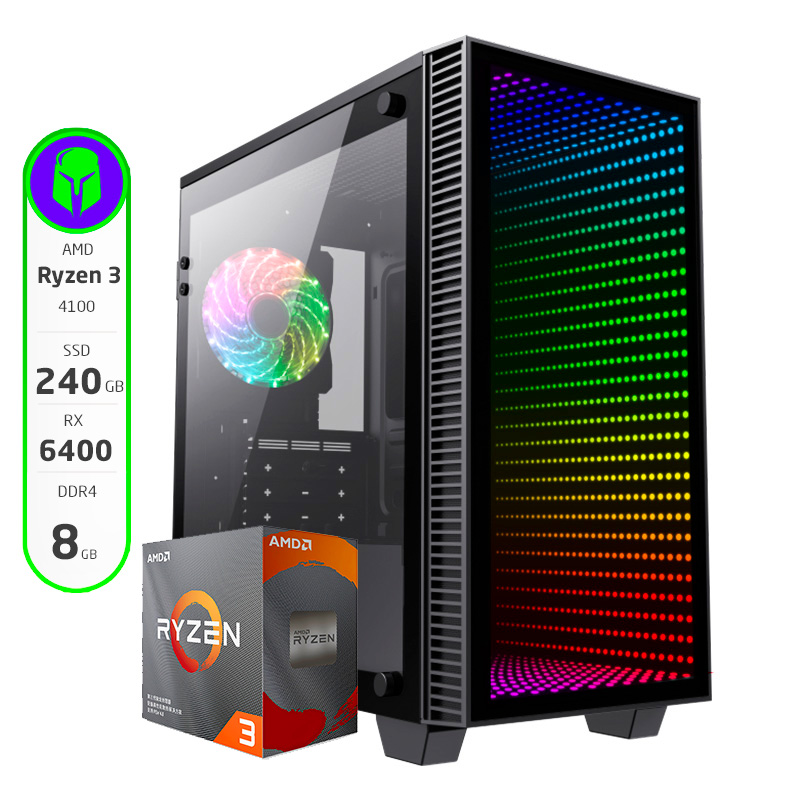 PC GAMER ARMADA COMPLETA AMD RYZEN 3 4100 8GB SSD 240GB RX 6400