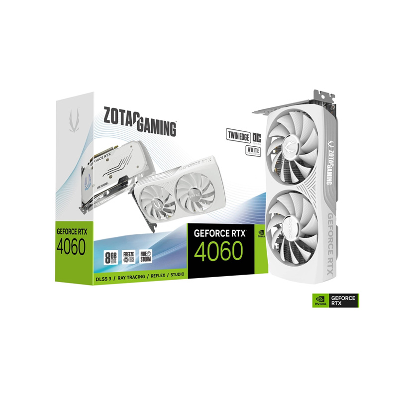 PLACA DE VIDEO ZOTAC NVIDIA GEFORCE RTX 4060 TWIN EDGE WHITE OC 8GB GDDR6